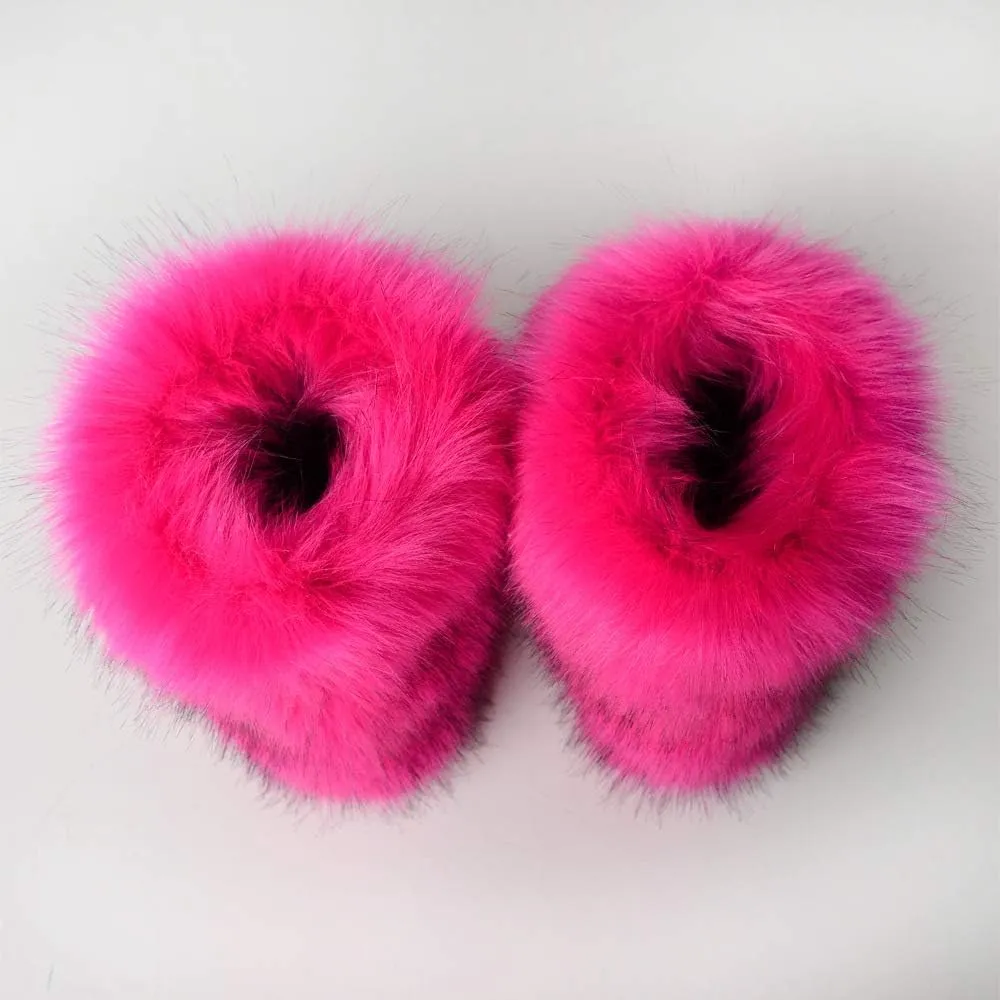 LVCOMEFF Women Faux Rabbit Fur Boot Outdoor with Fur Lining Plus Size Furry Fluffy 2021 Flat Shoes Fuzzy Snow Boot