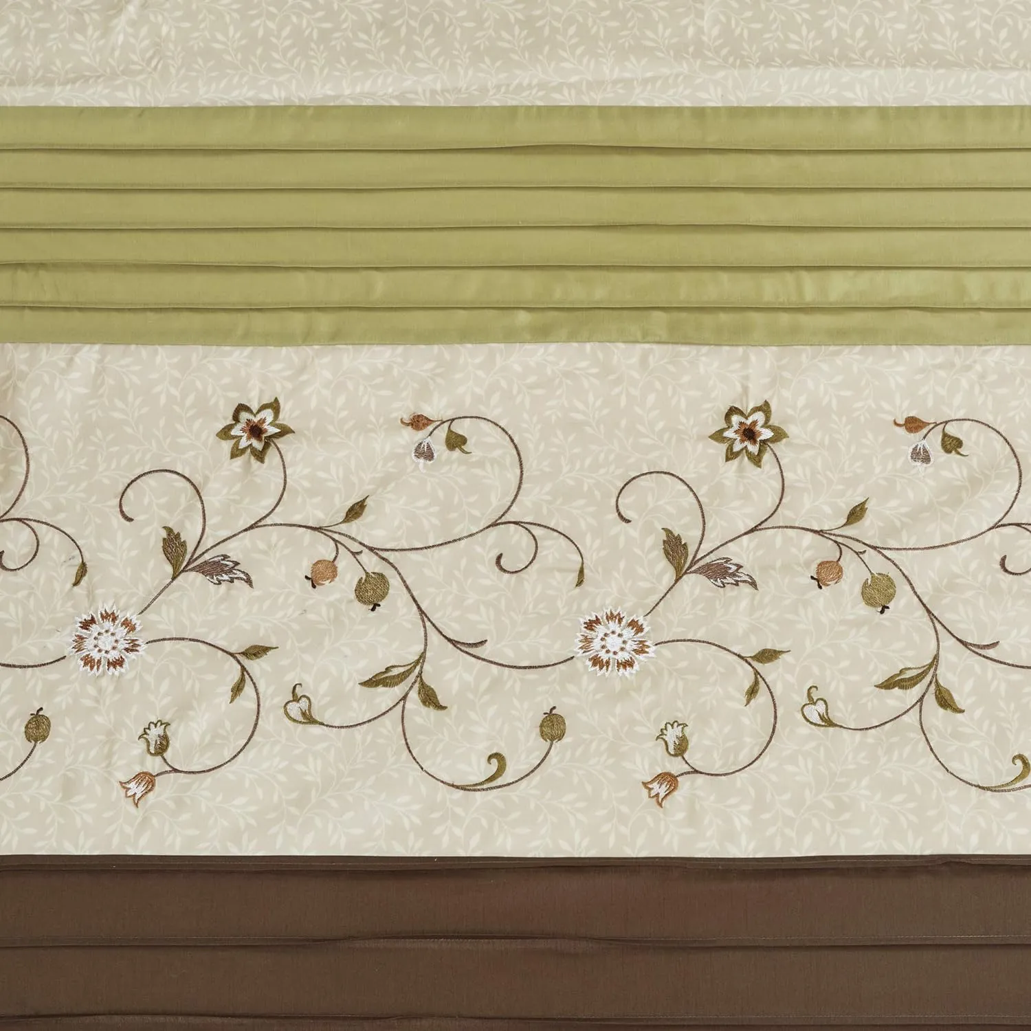 Madison Park Serene Shower Curtain Faux Silk Embroidered Floral Machine Washable Modern Home Bathroom Decorations, 72x72, Green