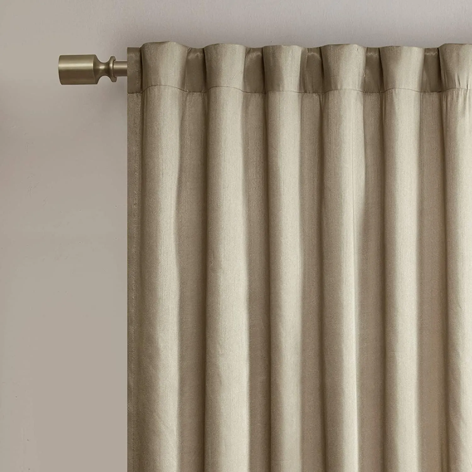 Madison Park Tan Curtains For Living Room , Transitional-Rod Pocket Light Curtains For Bedroom , Andora Embroidered Back Tab Fabric Window Curtains , 50" x 84", 1-Panel Pack