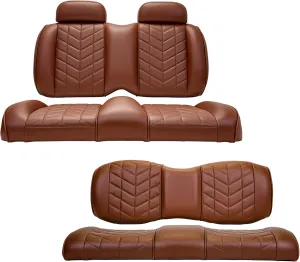 MADJAX Aviator Golf Cart Cushion Kit Compatible with Club Car Precedent, Tempo & Onward Models | Front & Rear Premium Seat Back & Bottom Assemblies | Coffee