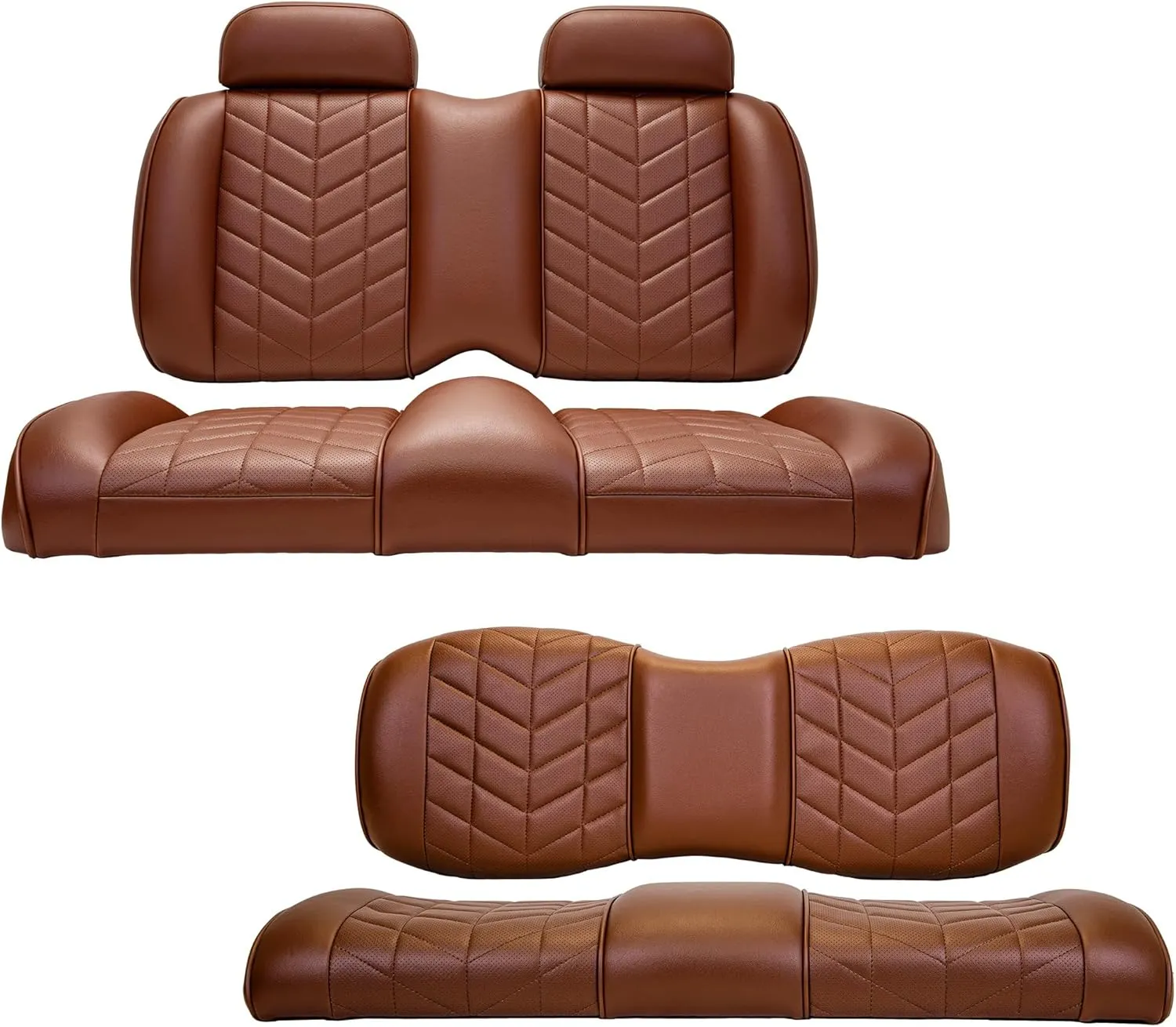 MADJAX Aviator Golf Cart Cushion Kit Compatible with Club Car Precedent, Tempo & Onward Models | Front & Rear Premium Seat Back & Bottom Assemblies | Coffee