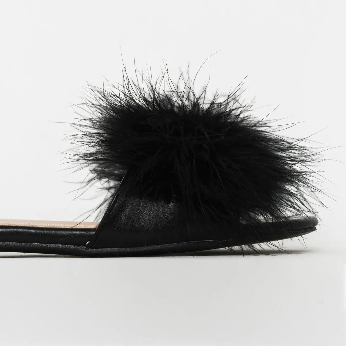 Maisie Black Fluffy Sliders