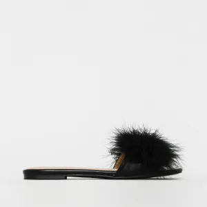 Maisie Black Fluffy Sliders
