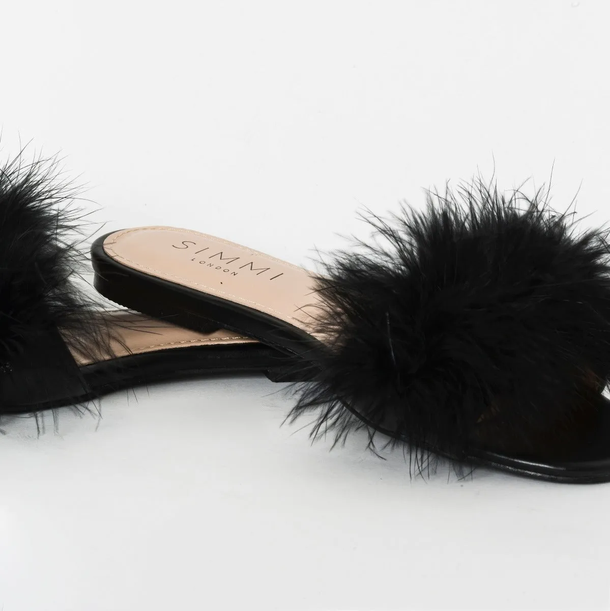 Maisie Black Fluffy Sliders