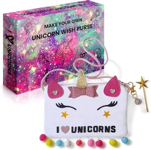 Make Your Own Unicorn Purse Kit, Arts and Crafts for Kids, DIY Unicorns Gifts for Girls Ages 3 4 5 6 7 8 Years and Up (No Sewing Needed), Magical Unicorn Toy Bag, Creative Girl's Project