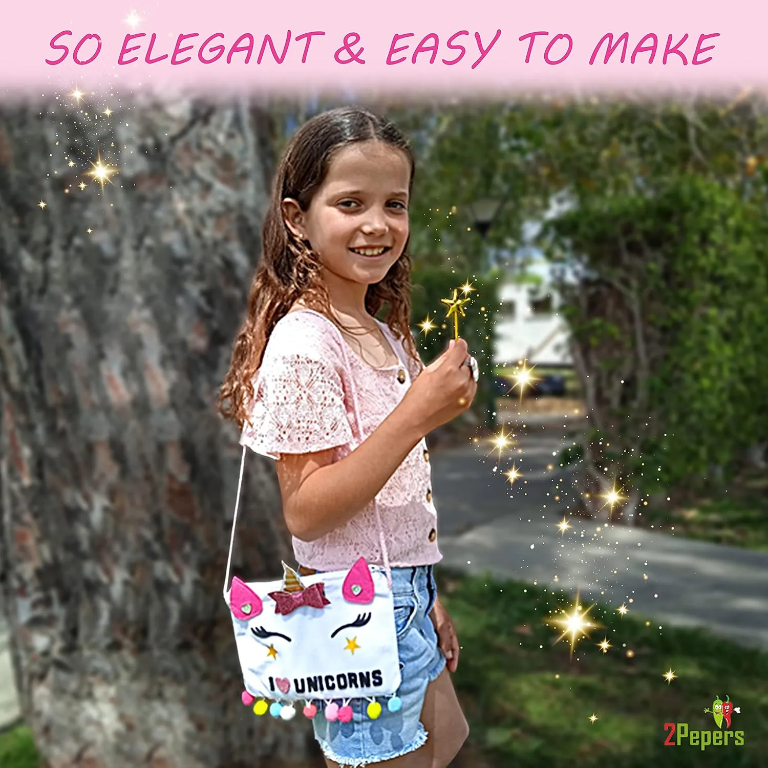 Make Your Own Unicorn Purse Kit, Arts and Crafts for Kids, DIY Unicorns Gifts for Girls Ages 3 4 5 6 7 8 Years and Up (No Sewing Needed), Magical Unicorn Toy Bag, Creative Girl's Project