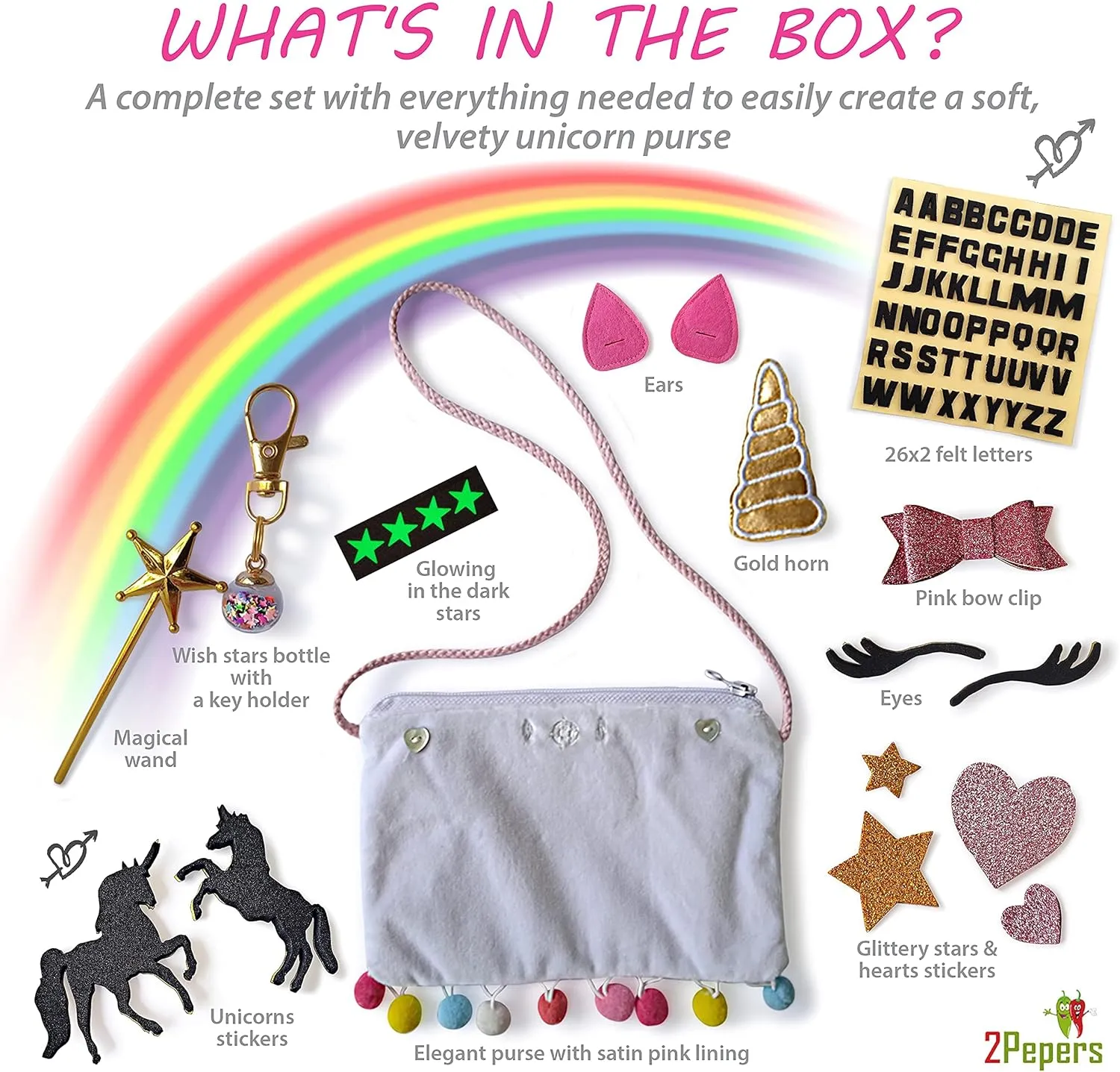 Make Your Own Unicorn Purse Kit, Arts and Crafts for Kids, DIY Unicorns Gifts for Girls Ages 3 4 5 6 7 8 Years and Up (No Sewing Needed), Magical Unicorn Toy Bag, Creative Girl's Project