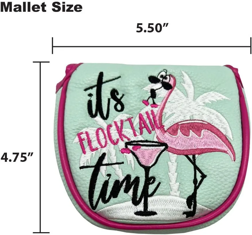 Mallet Putter Cover, PU Leather with Embroidered & Printed Designs with Magnetic Closure
