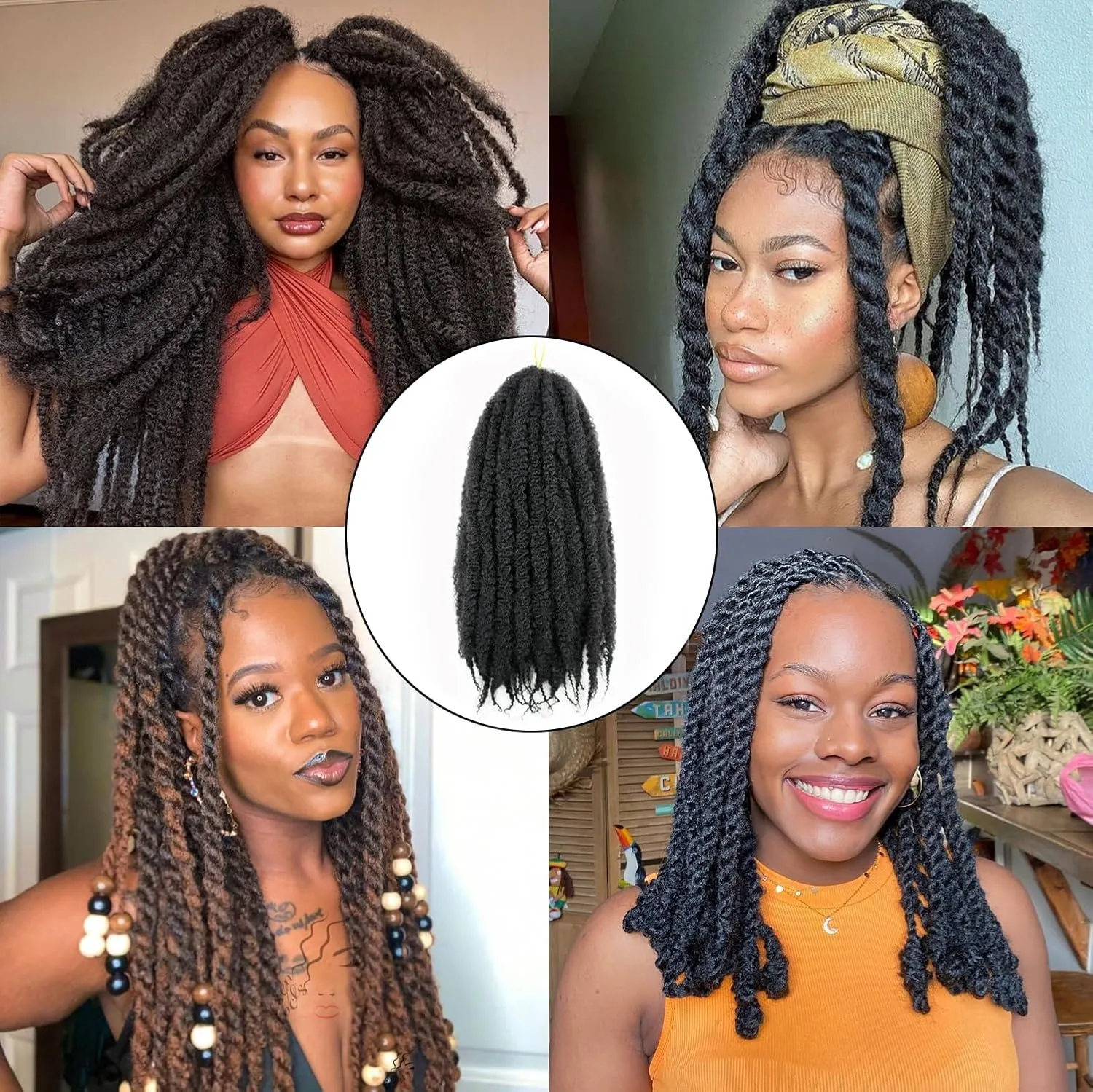 Marley Twist Braiding Hair 24 Inch Long Cuban Twist Hair 8 Packs Afro Kinky Curly Twist Crochet Hair Synthetic Hair Extensions (24 Inch 8packs, #30)