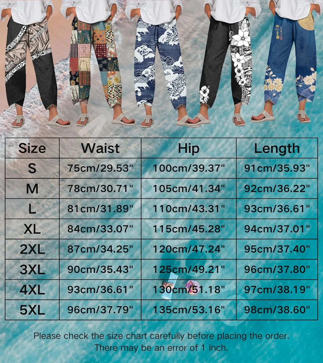 MARSVOVO Capri Pants for Women Summer Fashion Patchwork Cropped Comfy Wide Leg Baggy Trouser Palazzo Pants with Pockets