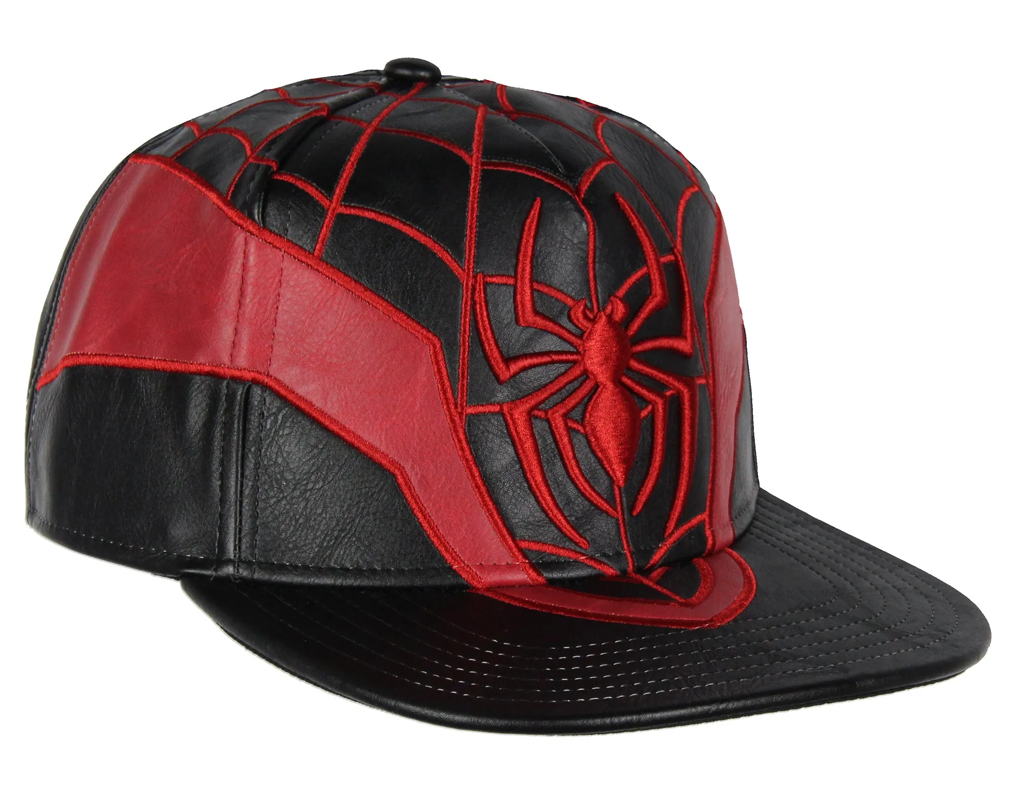 Marvel Comics Spider-Man Miles Morales Suit Embroidered Faux Leather Snapback Hat