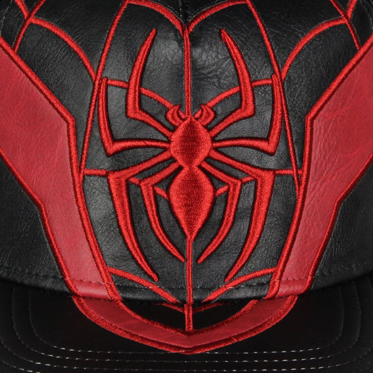 Marvel Comics Spider-Man Miles Morales Suit Embroidered Faux Leather Snapback Hat