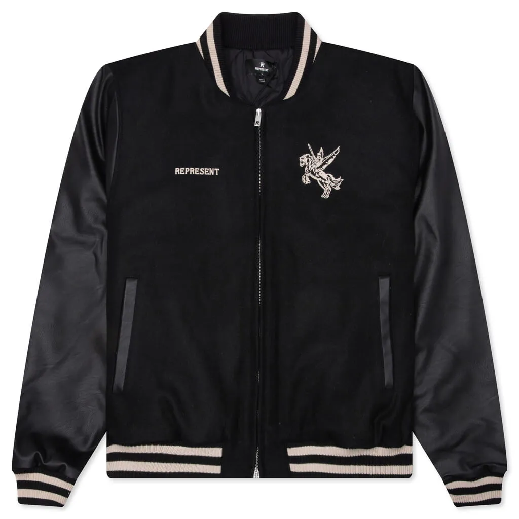 Mascot Wool Varsity Jacket - Jet Black