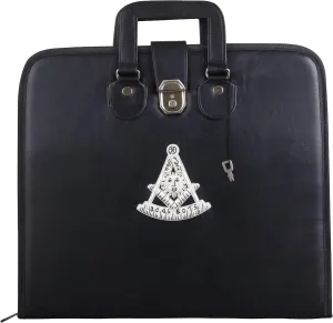 Masonic Hand Embroidered Past Master Masonic Apron Carrying Case with Handle [ BLACK ]