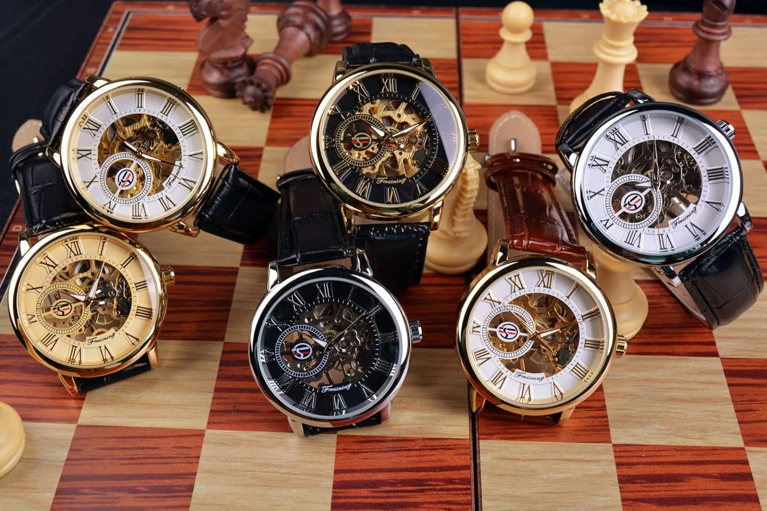MASTOPMens Mechanical Automatic Watches Top Brand Luxury Retro Hollow Design Leather Skeleton Mechanical Men Watches