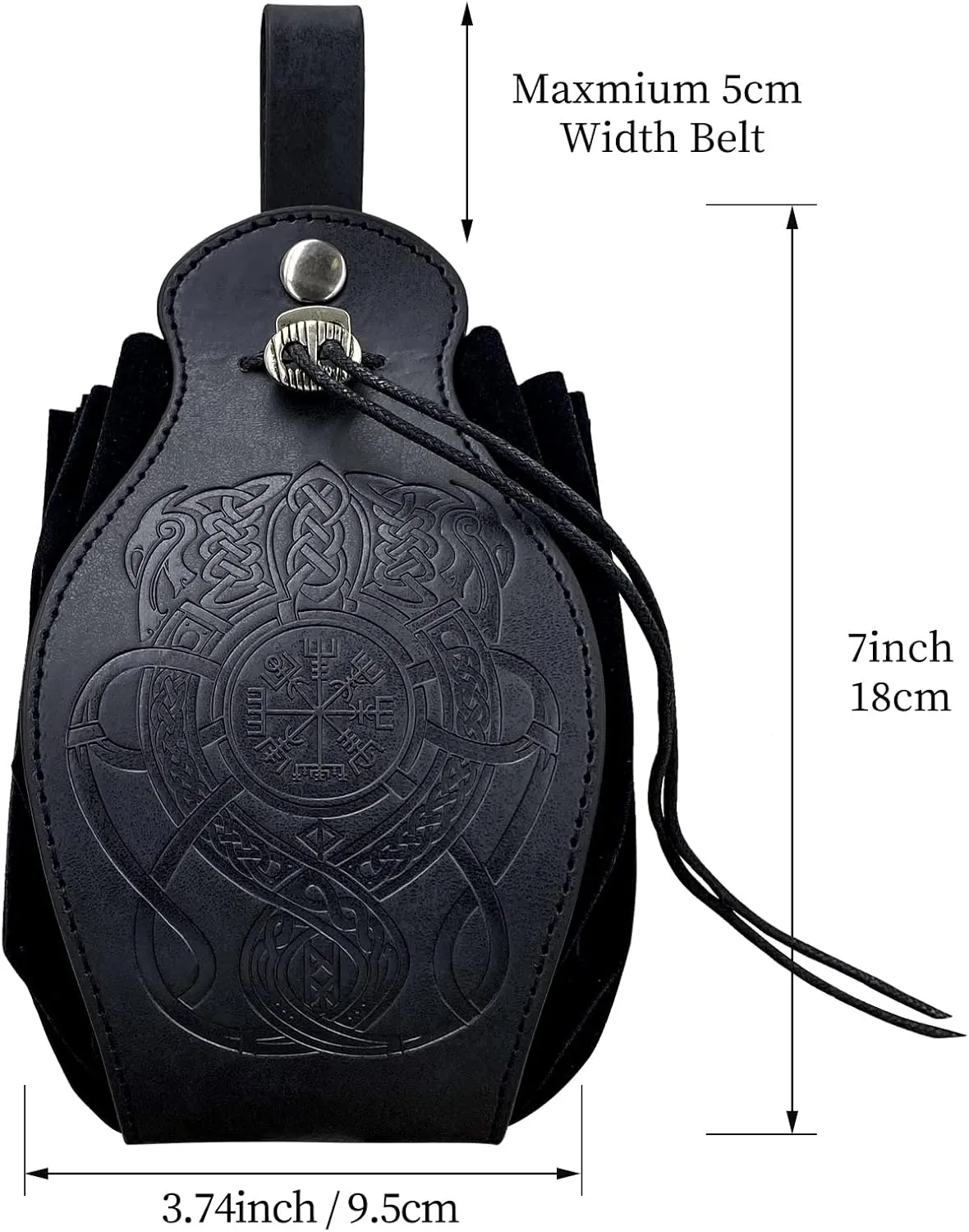 Medieval Faux Leather Drawstring Pouch Portable Belt LARP Waist Bag Viking Renaissance Cosplay Costume Purse Steampunk Dice Bag for Men Women (F)