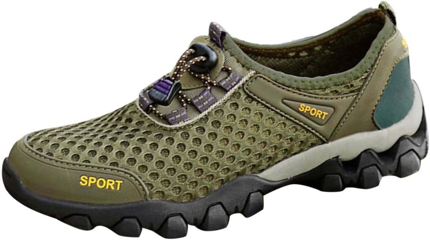 Men Summer Mesh Breathable Hiking Shoes Comfortable Walking Shoes Outdoor Travel Shoes Fashion Casual Sneaker Laces Mens
