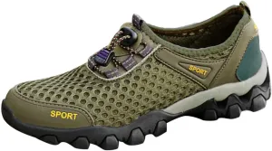 Men Summer Mesh Breathable Hiking Shoes Comfortable Walking Shoes Outdoor Travel Shoes Fashion Casual Sneaker Laces Mens