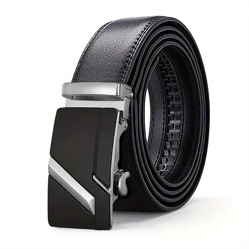 Men's Automatic Buckle Belt Faux Leather Alloy Buckle Business Casual Style