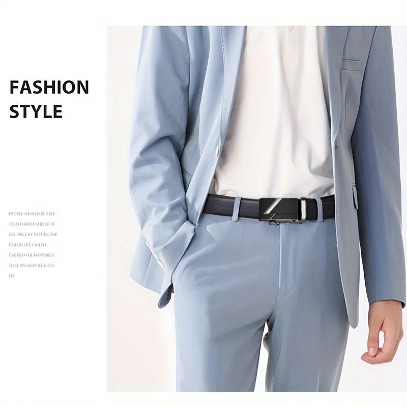 Men's Automatic Buckle Belt Faux Leather Alloy Buckle Business Casual Style