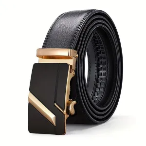 Men's Automatic Buckle Belt Faux Leather Alloy Buckle Business Casual Style