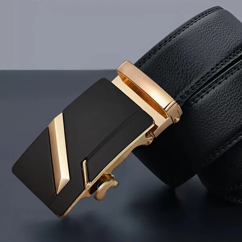 Men's Automatic Buckle Belt Faux Leather Alloy Buckle Business Casual Style