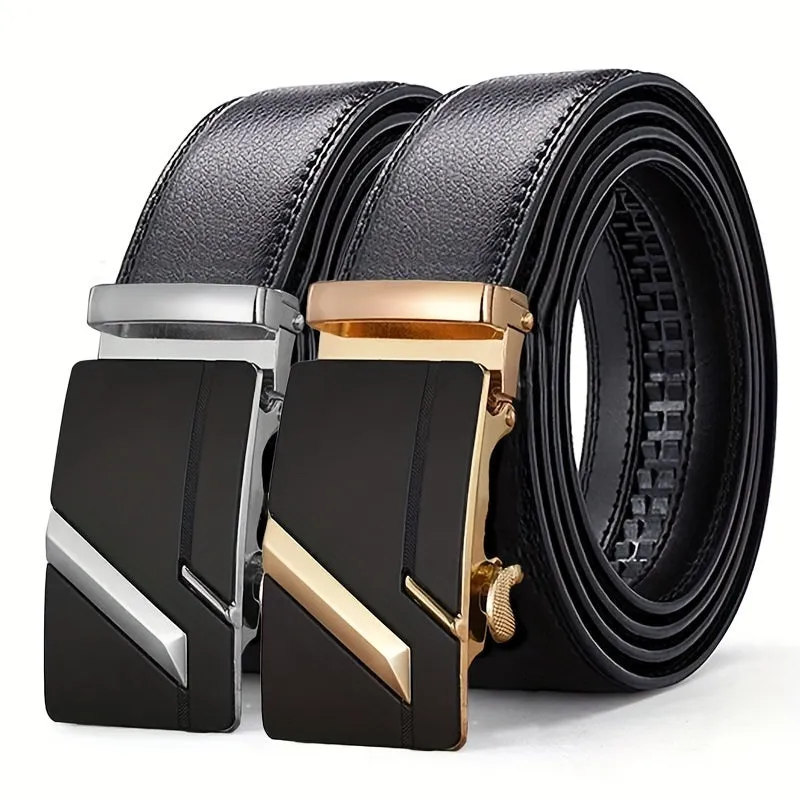 Men's Automatic Buckle Belt Faux Leather Alloy Buckle Business Casual Style
