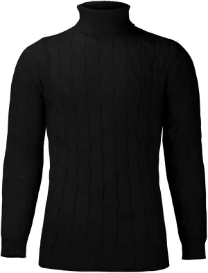 Mens Turtleneck Sweater Basic Long Sleeve Slim Fit Solid T-Shirt Fall Winter Casual Twisted Knitted Pullover Sweater