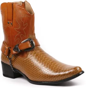 Metrocharm Diego-01 Men's Belt Buckle Chain Strap Western Cowboy Boots