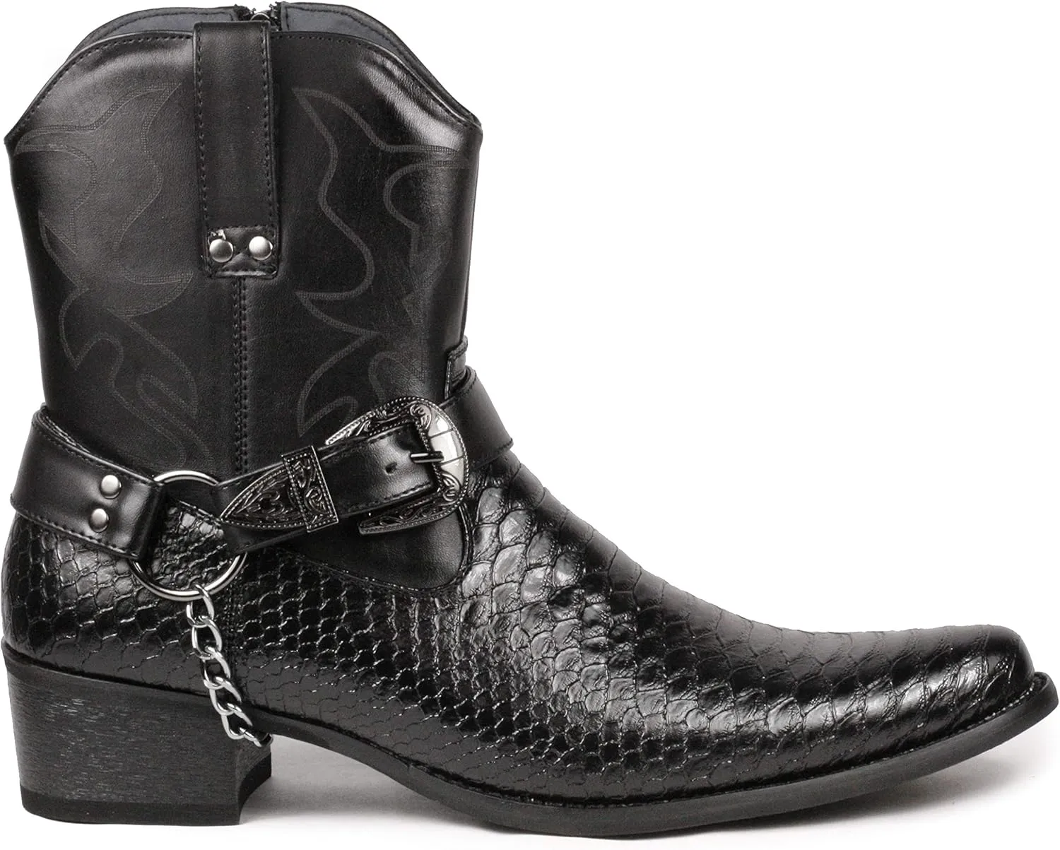Metrocharm Diego-01 Men's Belt Buckle Chain Strap Western Cowboy Boots