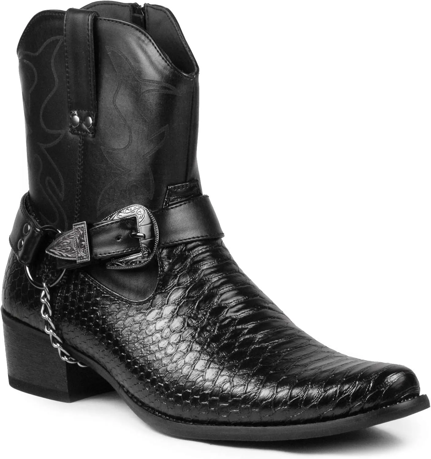 Metrocharm Diego-01 Men's Belt Buckle Chain Strap Western Cowboy Boots