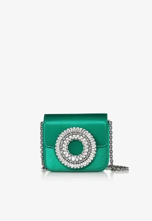Micro Crystal Hoop Satin Shoulder Bag