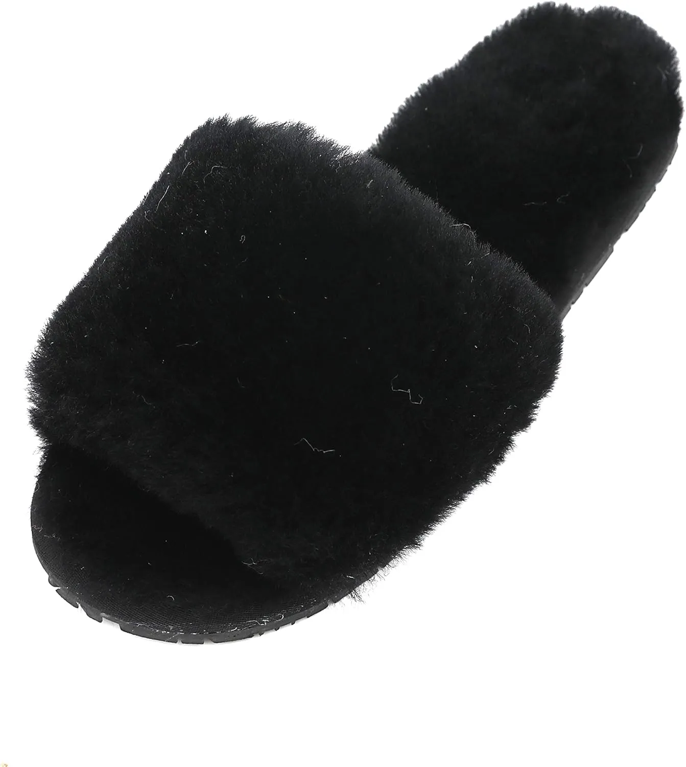 Millffy Women's Wool Fur Slippers Sheepskin Leather Slippers Shearling Fur Fluffy Fuzzy House Bedroom Shoes Slides