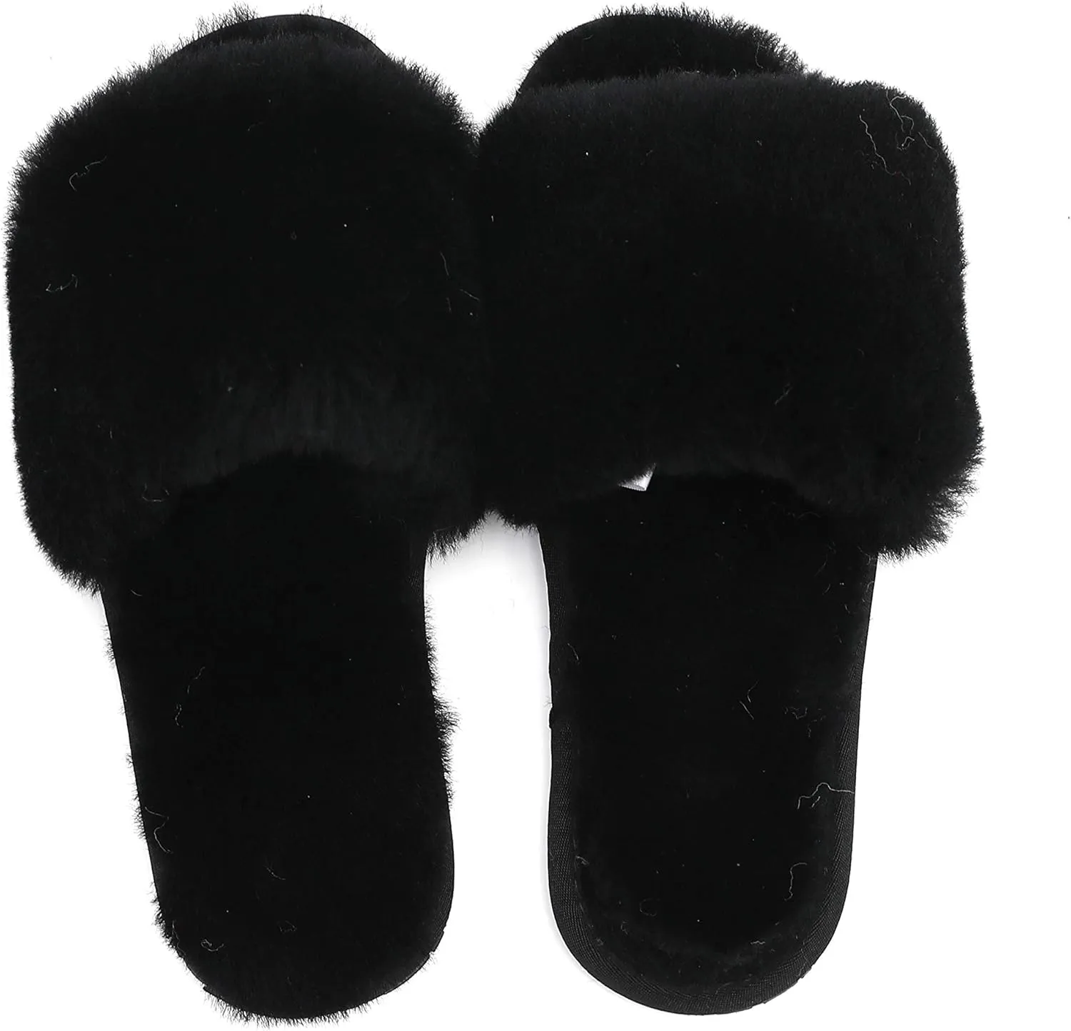 Millffy Women's Wool Fur Slippers Sheepskin Leather Slippers Shearling Fur Fluffy Fuzzy House Bedroom Shoes Slides