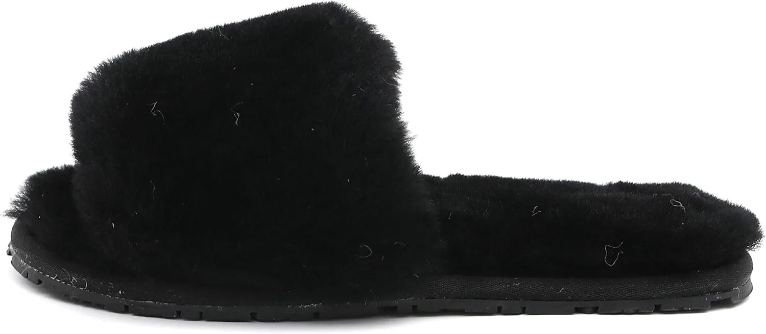 Millffy Women's Wool Fur Slippers Sheepskin Leather Slippers Shearling Fur Fluffy Fuzzy House Bedroom Shoes Slides