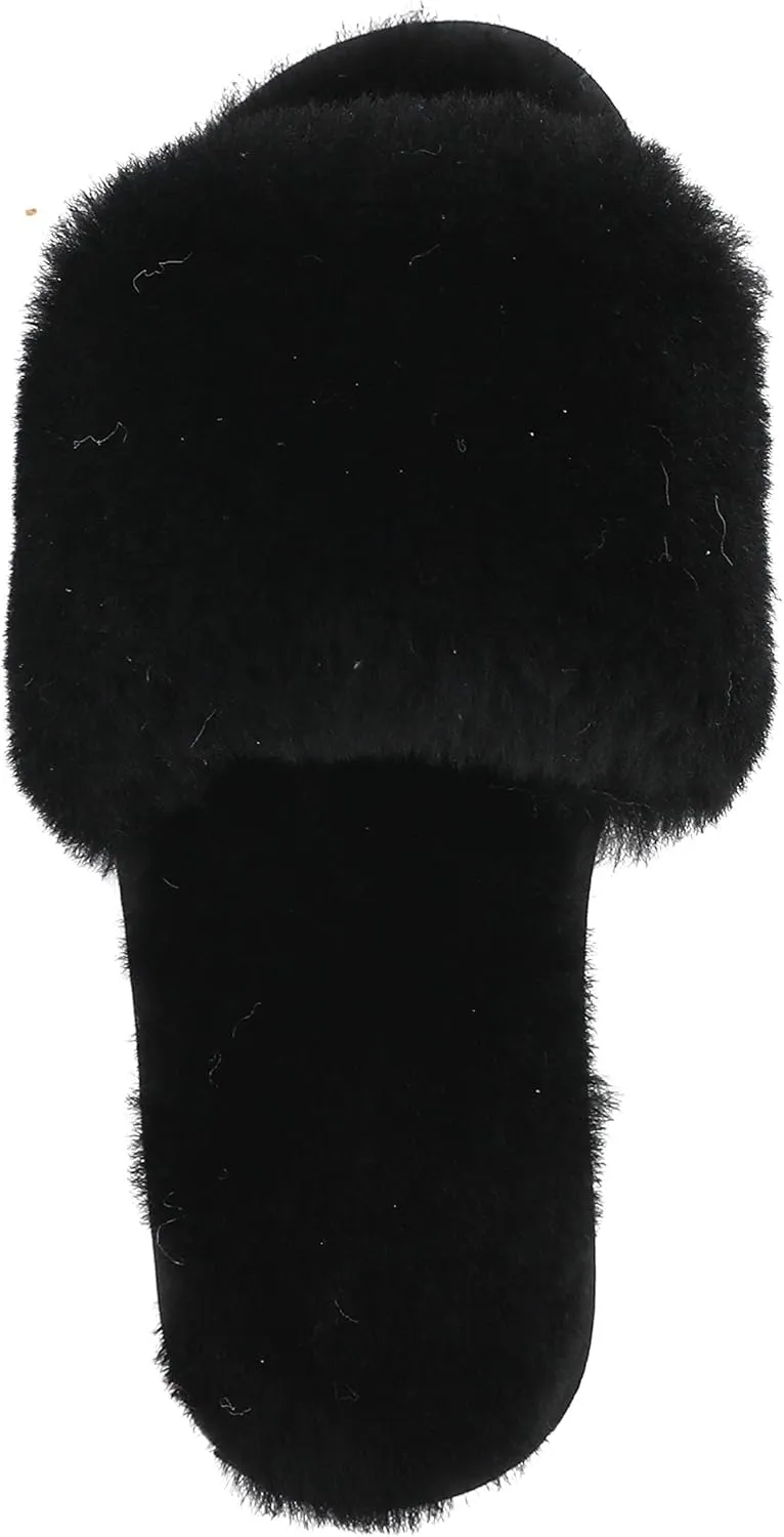 Millffy Women's Wool Fur Slippers Sheepskin Leather Slippers Shearling Fur Fluffy Fuzzy House Bedroom Shoes Slides