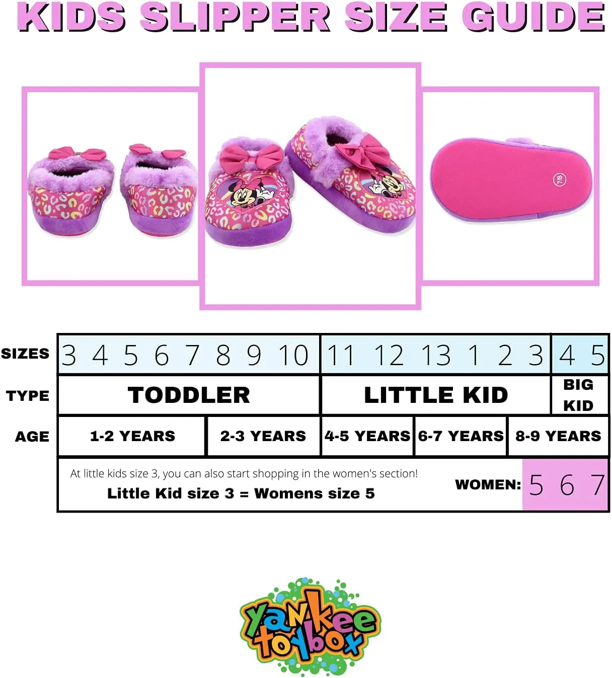 Minnie Mouse Toddler Girl's Plush A-Line Slippers