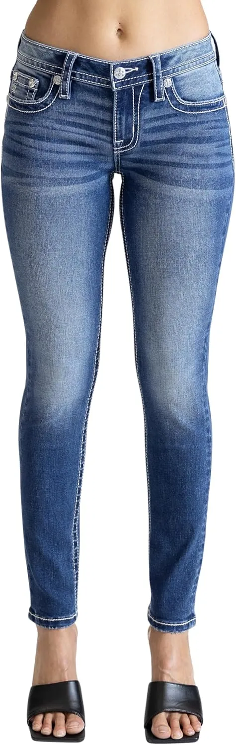 Miss Me Women's Angel Yoke Mid-Rise Skinny Jeans