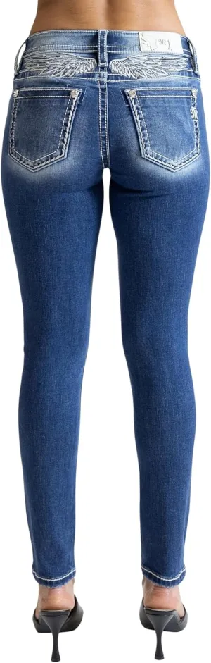 Miss Me Women's Angel Yoke Mid-Rise Skinny Jeans