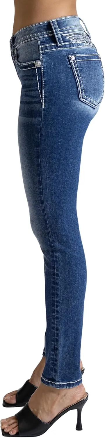 Miss Me Women's Angel Yoke Mid-Rise Skinny Jeans