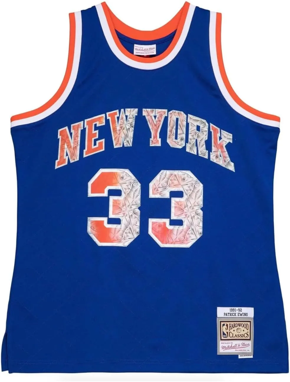 Mitchell & Ness Patrick Ewing New York Knicks Big & Tall 1991-92 75th Anniversary Diamond Swingman Jersey, Blue
