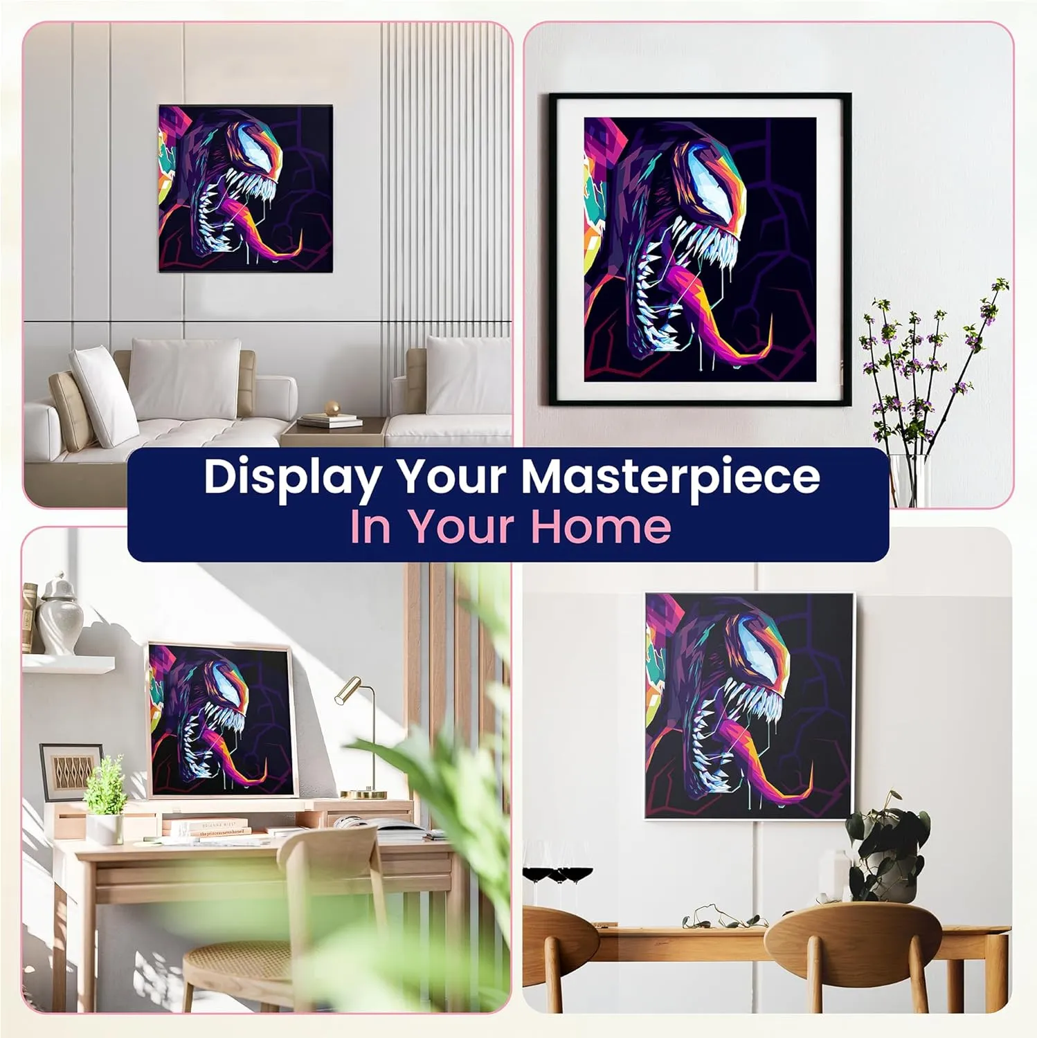 Modern Merch Marvel Diamond Art Kits for Adults, Venom 5D Diamond Painting for Adults, DIY Marvel Wall Art, Venom Wall Decor Cross Stitch Gem Art, Full Round Drill 12x12in