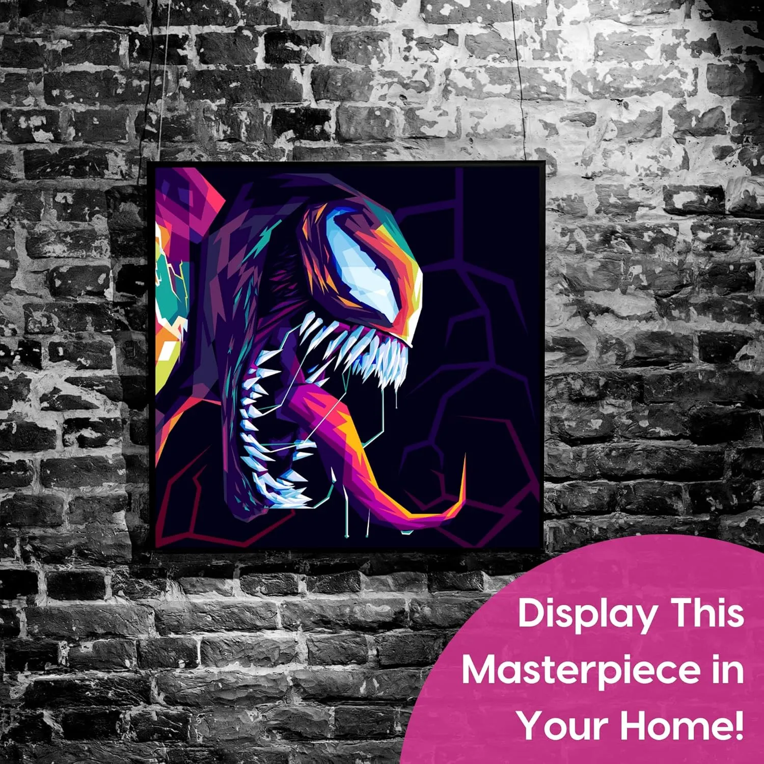 Modern Merch Marvel Diamond Art Kits for Adults, Venom 5D Diamond Painting for Adults, DIY Marvel Wall Art, Venom Wall Decor Cross Stitch Gem Art, Full Round Drill 12x12in