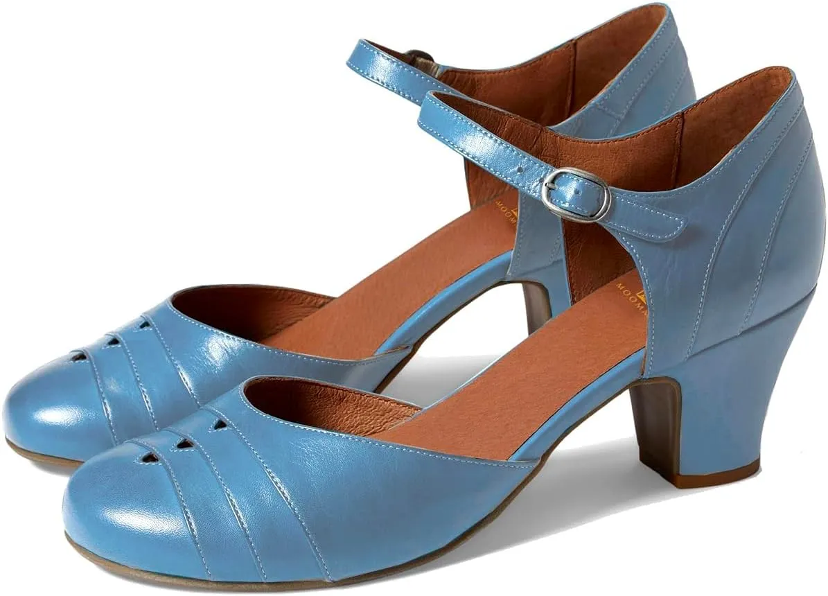 MOOMMO Women Vintage Low Chunky Heel Mary Jane Shoes Pumps Round Closed Toe Cut-out Dress Sandals Ankle Strap 2" Block Heels Mary Janes Dress Shoes Rainbow Patchwork Buckle Office Party Fall 4-11 M US
