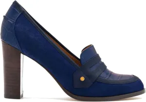MOOMMO Women's Chunky Block Heel Pumps Round Closed Toe Slip On Oxford Loafers Shoes High Heels Snake Skin Work Pump Suede Loafer for Office Ladies Classic Formal Business Professional 4-13 M US