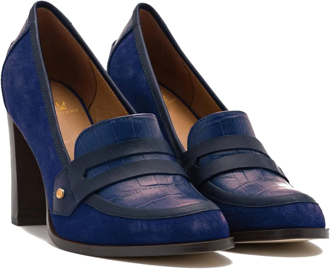 MOOMMO Women's Chunky Block Heel Pumps Round Closed Toe Slip On Oxford Loafers Shoes High Heels Snake Skin Work Pump Suede Loafer for Office Ladies Classic Formal Business Professional 4-13 M US