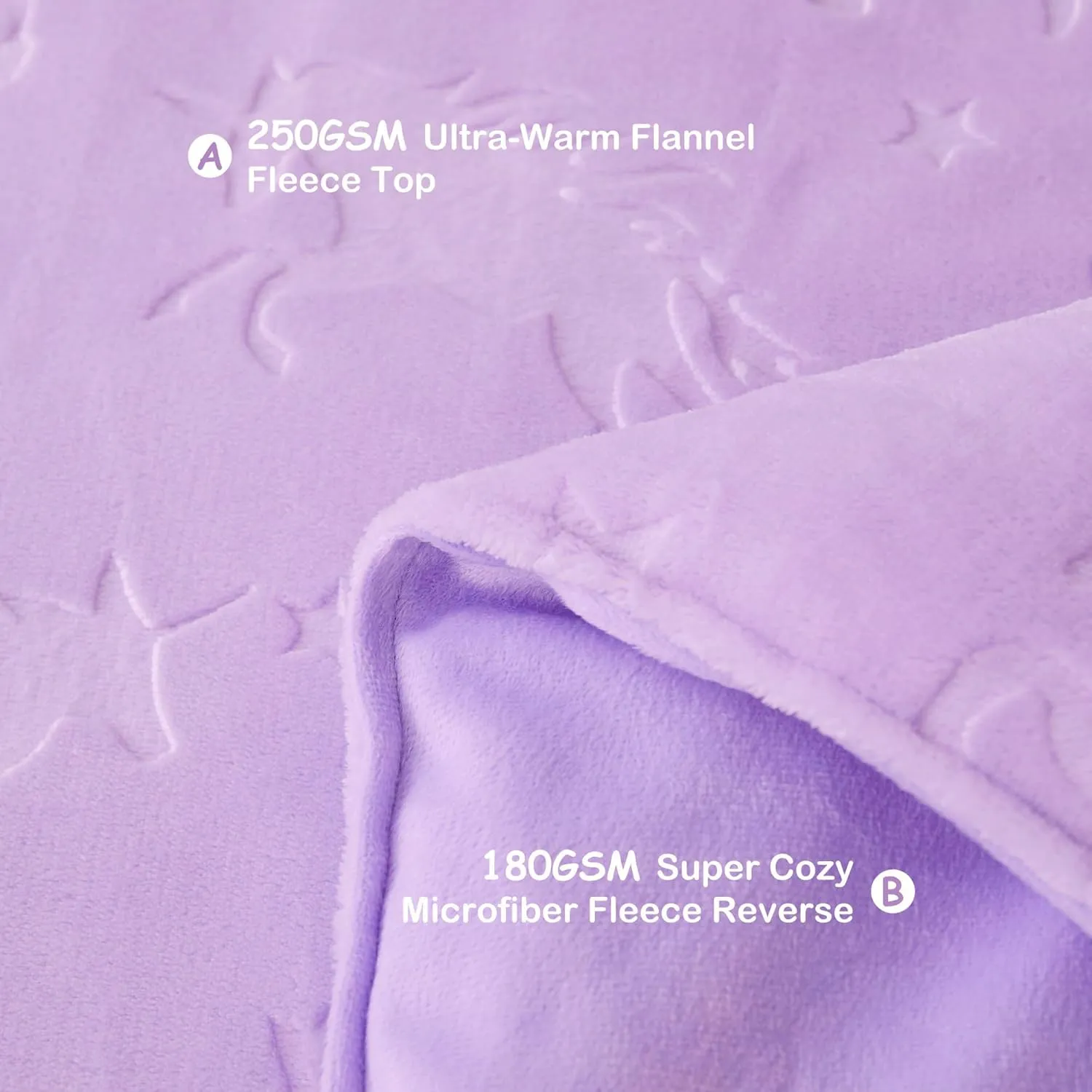 Mooreeke Twin Kids Comforter Bed Set, Embossed Plush Fleece Soft & Warm 2 Piece Bed in A Bag with Shams, Velour Velvet Purple Unicorn Girls Kids Bedding Set, Fluffy Fuzzy Polar Cozy and Stylish