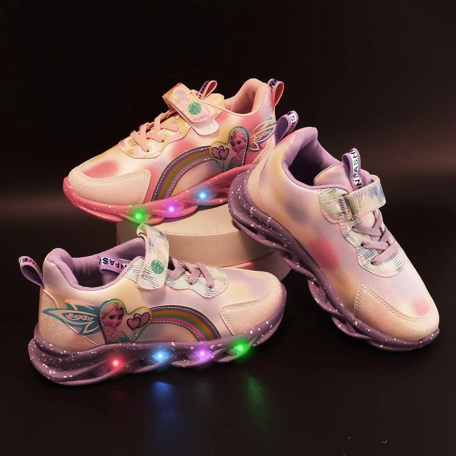 Movie Casual Shoes LED Light Up SneakersSnow Princess Shoes Baby Toddler Shoes Girl Birthday Present