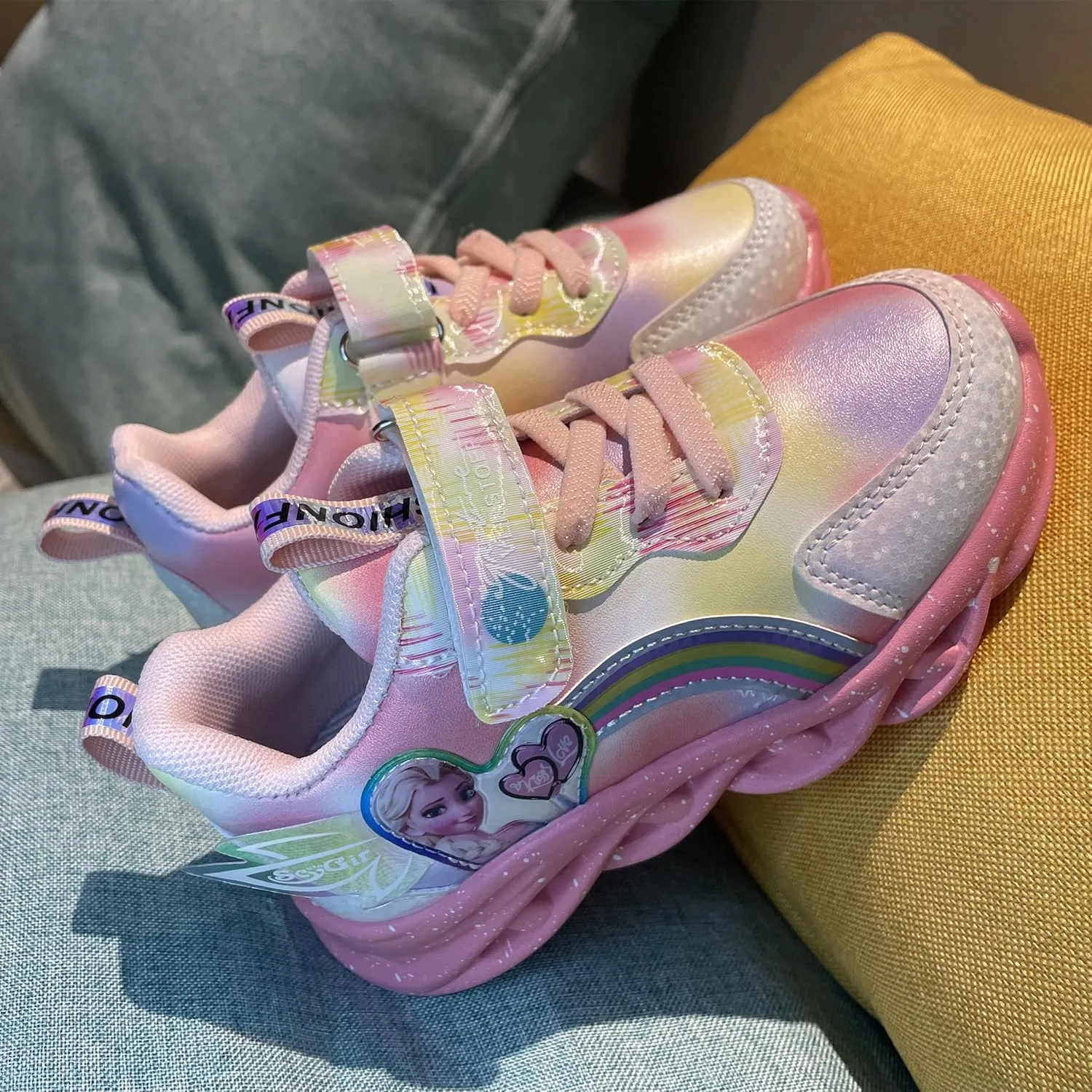 Movie Casual Shoes LED Light Up SneakersSnow Princess Shoes Baby Toddler Shoes Girl Birthday Present