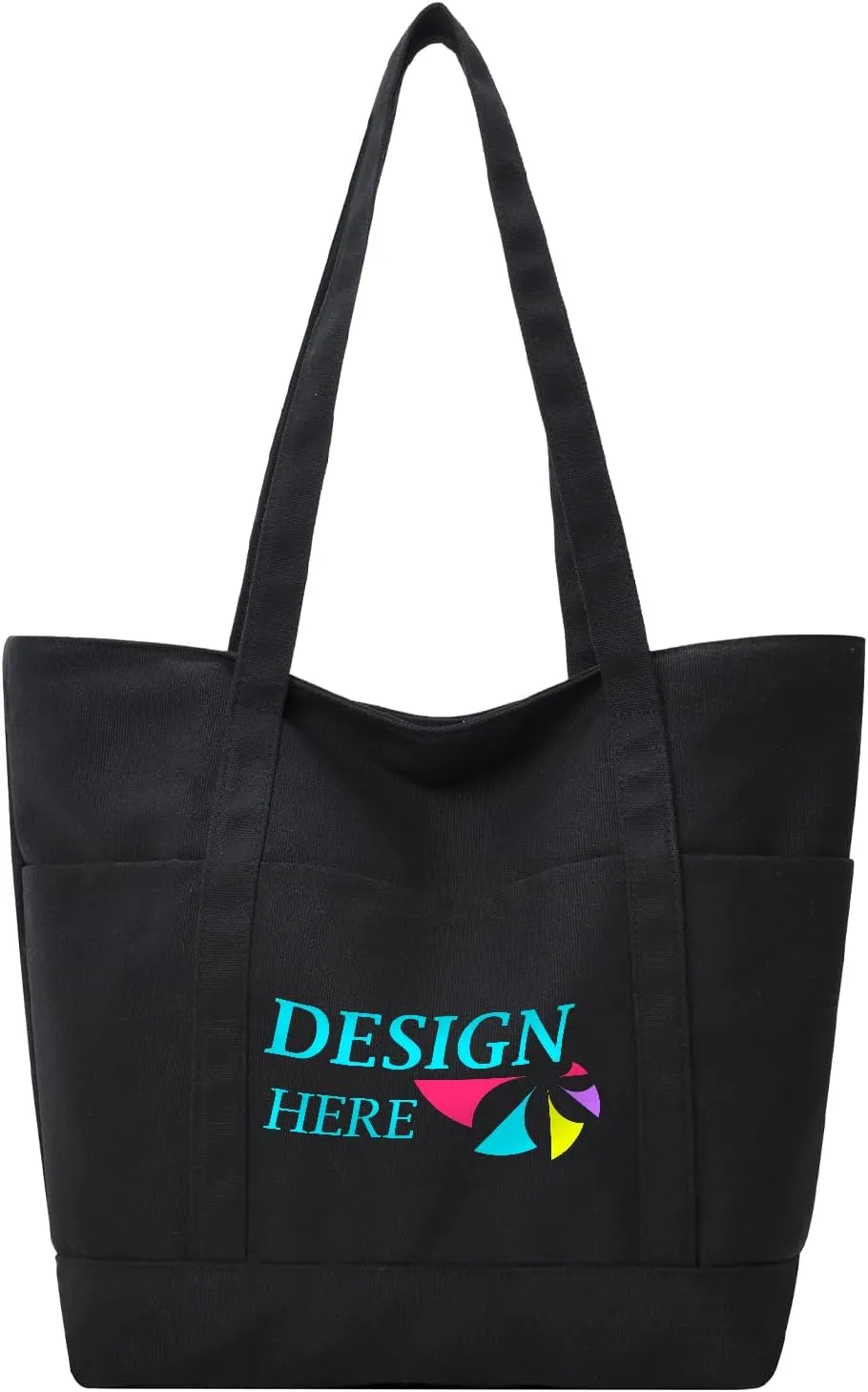 Muka Customized Canvas Heavyweight Pocket Tote Bag, Personalized Logo Shoulder Bag